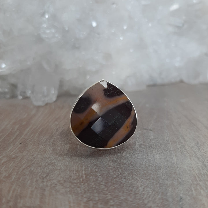 Zebra Jasper Wide Teardrop Ring