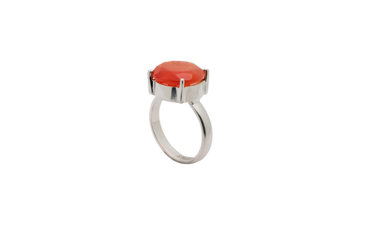 Carnelian Faceted Round Ring