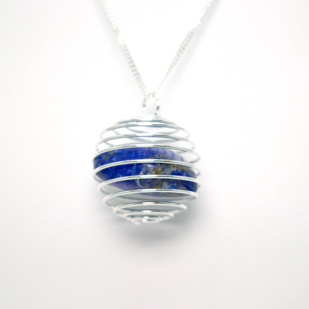Spiral Crystal Cage Pendant Necklace