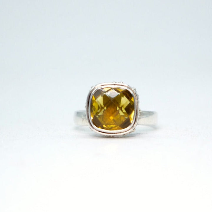 Citrine Square Faceted Ring