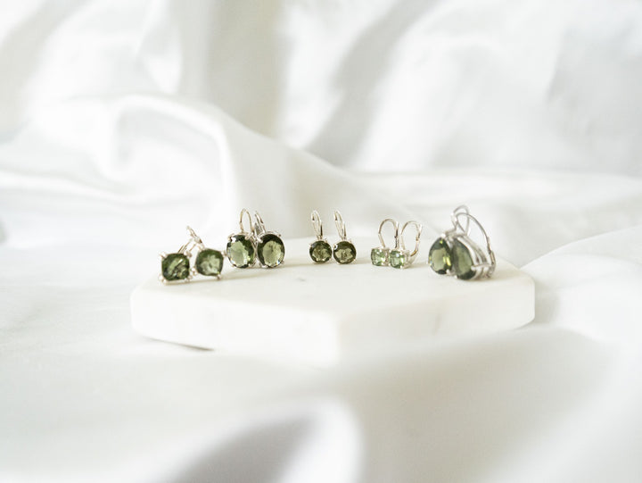 Moldavite Polished Earrings