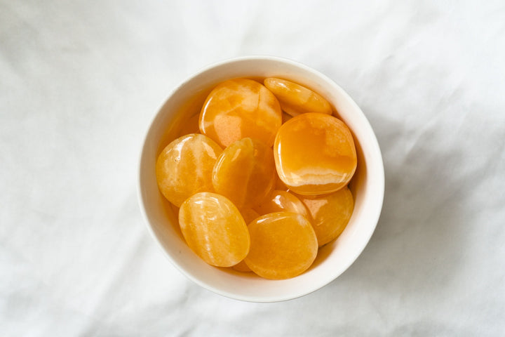 Orange Calcite Palm Stone