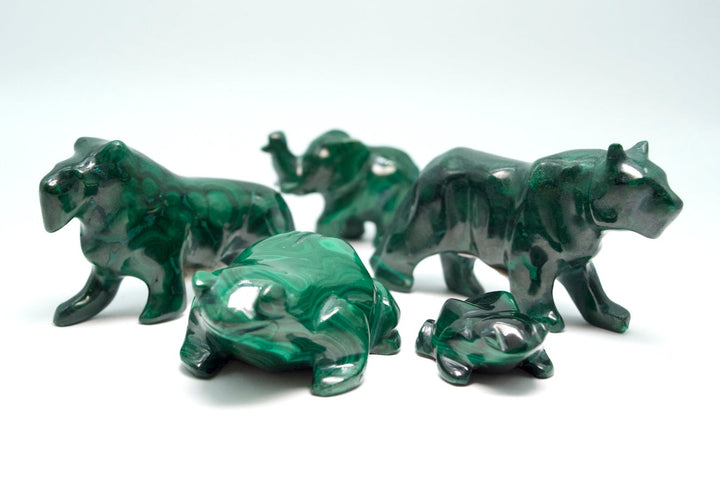 Malachite Polished Animal Figurines