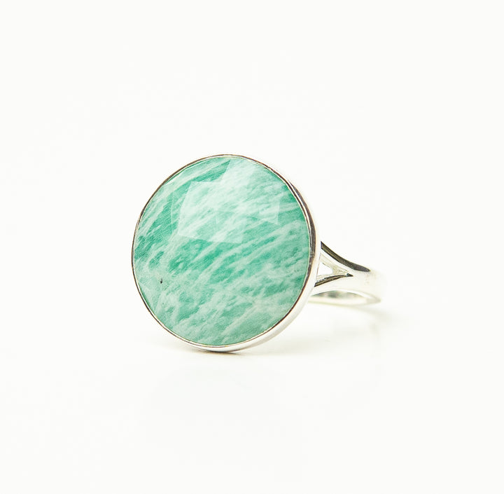 Amazonite Round Faceted Ring