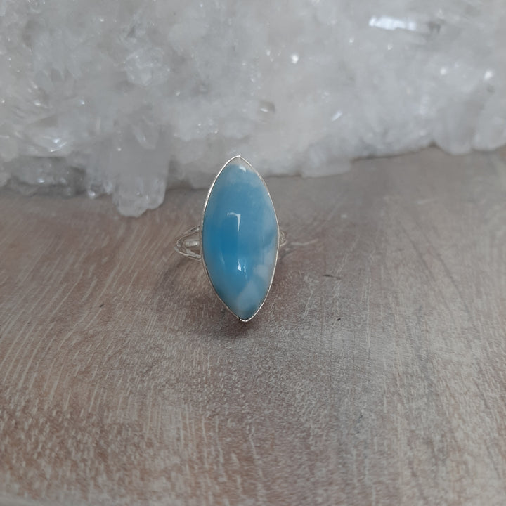 Larimar Vesica Pisces Ring