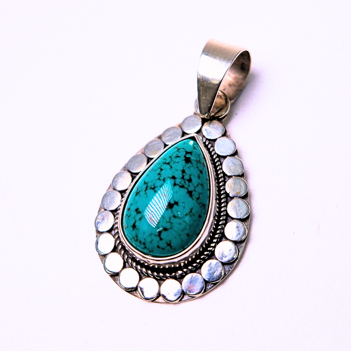 Tibetan Turquoise Teardrop Pendant