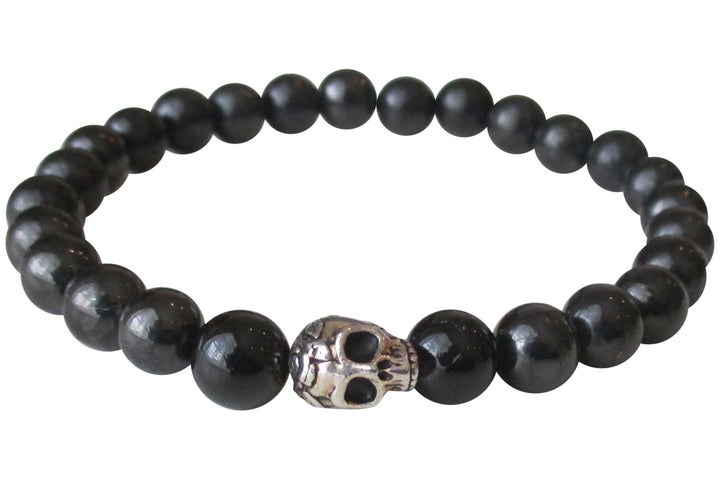 Mens Shungite Skull Protection Bracelet