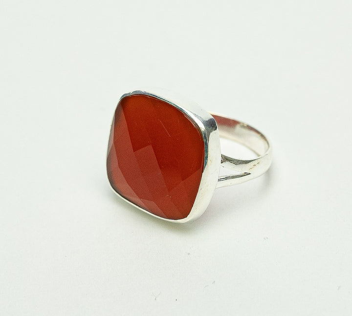 Carnelian Faceted Square Ring