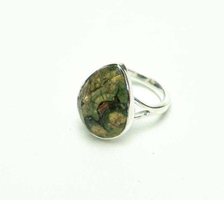 Rhyolite Faceted Teardrop Ring