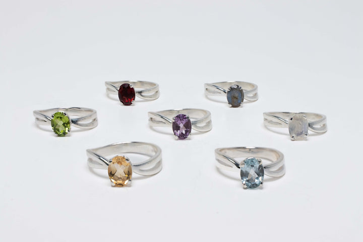 Crystal Oval Faceted Ring