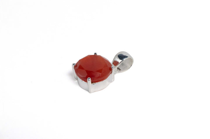 Carnelian Faceted Round Pendant