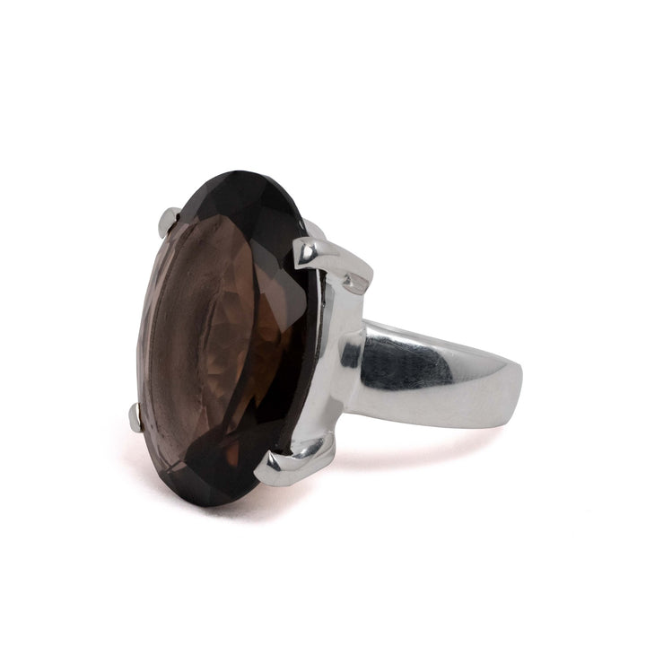 Smokey Quartz Faceted Oval Ring