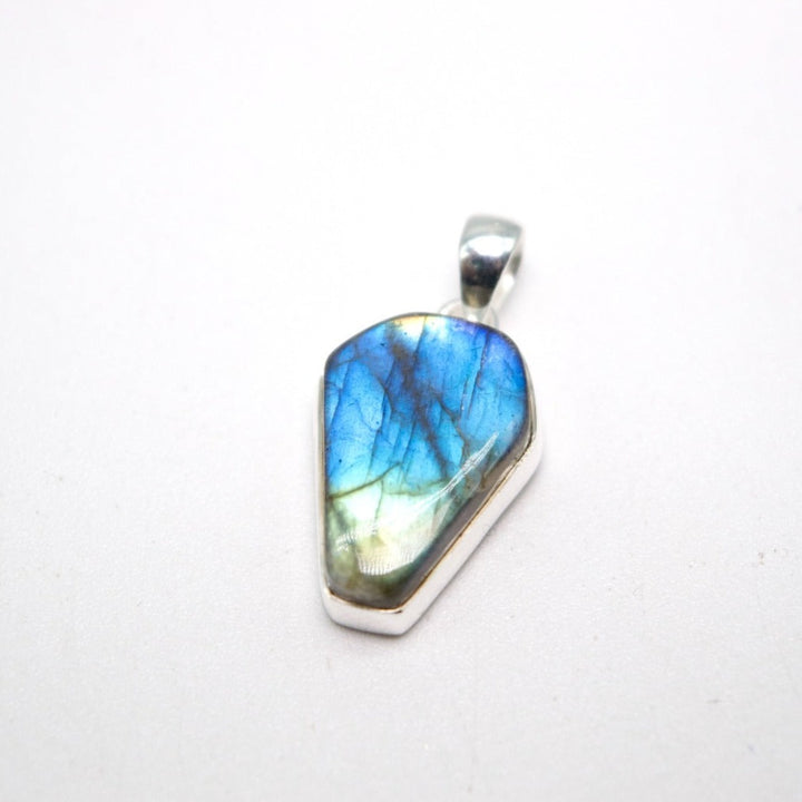 Polished Labradorite Coffin-Shaped Pendant