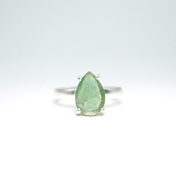 Emerald Pear Faceted Ring