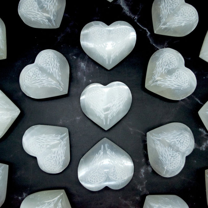 Selenite Heart With Wings