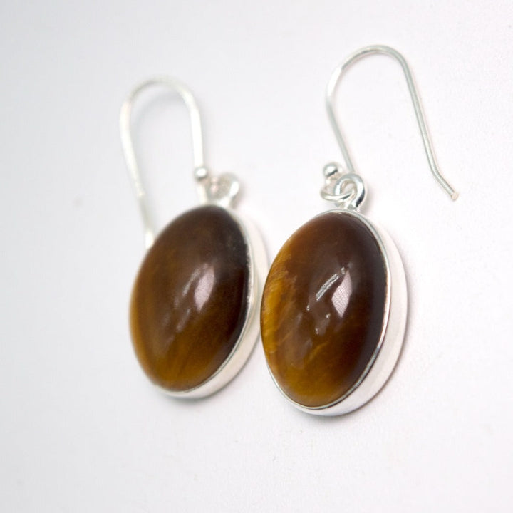 Tiger Eye Oval Earrings