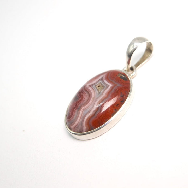 Red Lace Agate Oval Pendant