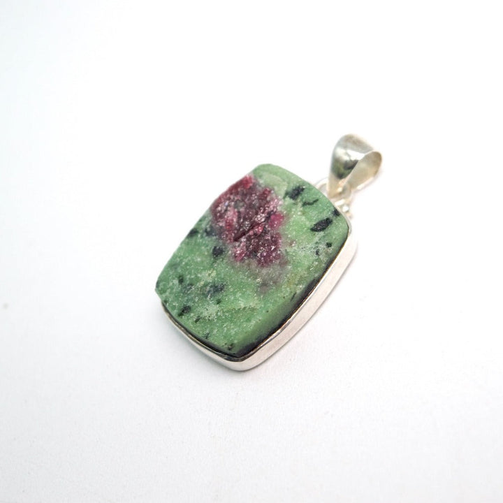 Ruby Zoisite Raw Rectangle Pendant