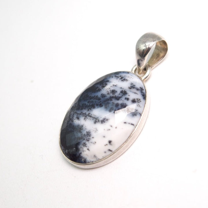 Dendritic Agate Oval Faceted Pendant