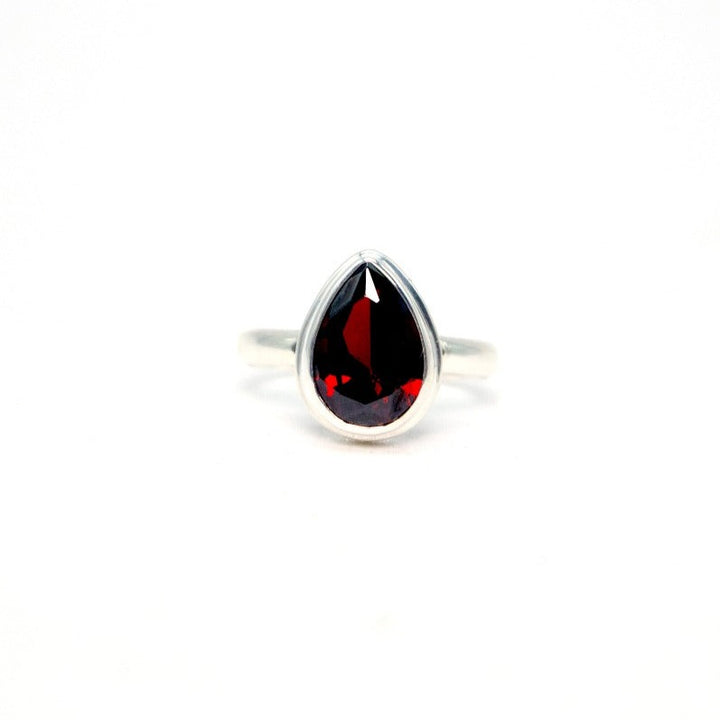 Ruby Faceted Teardrop Ring