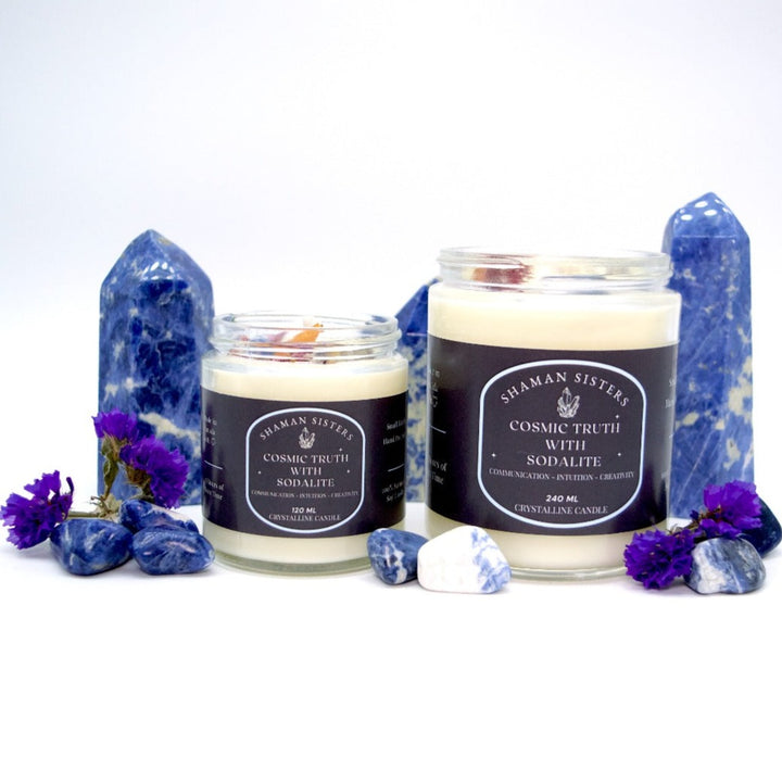 Cosmic Truth with Sodalite Crystal Candle