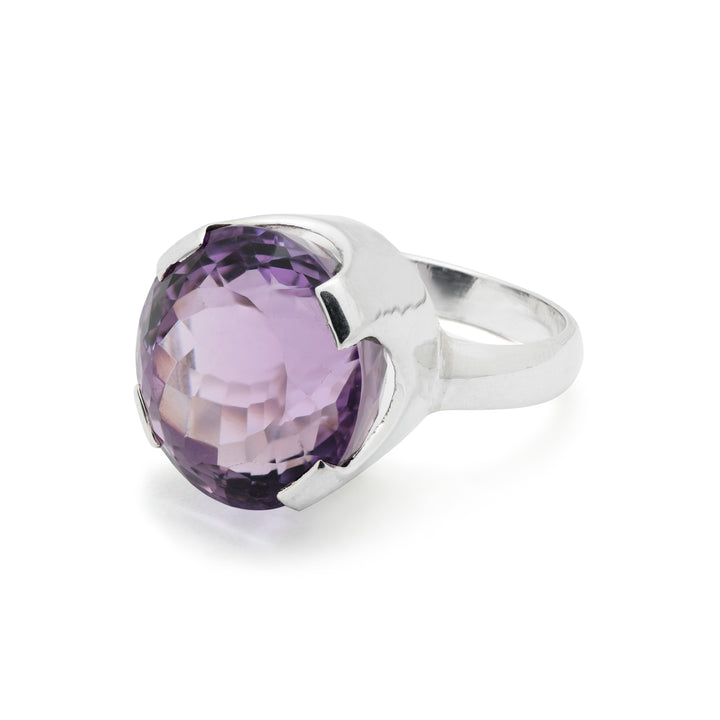 Amethyst Faceted Round Ring
