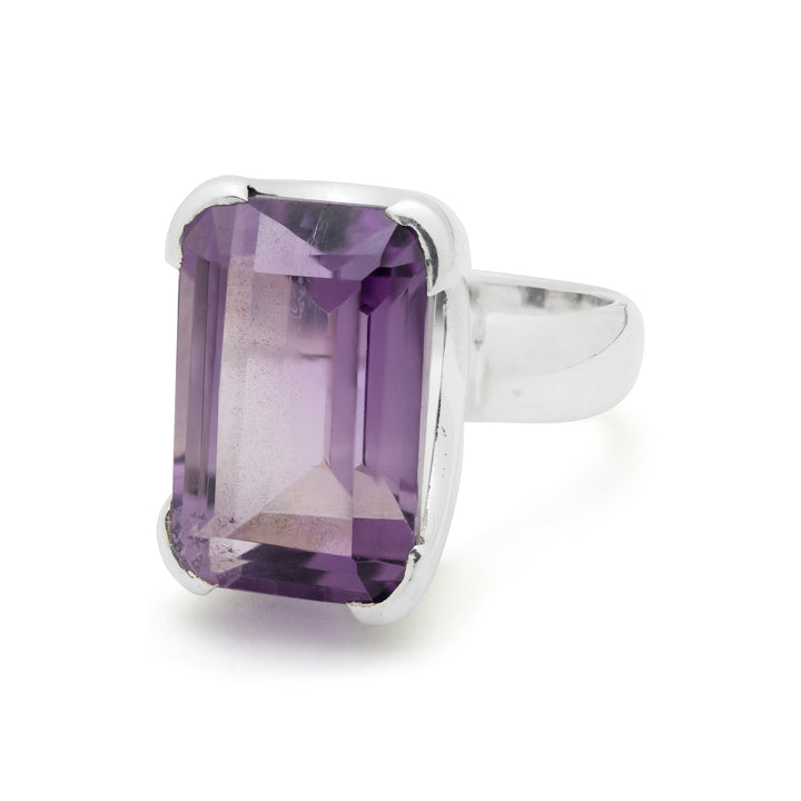 Amethyst Faceted Rectangle Ring