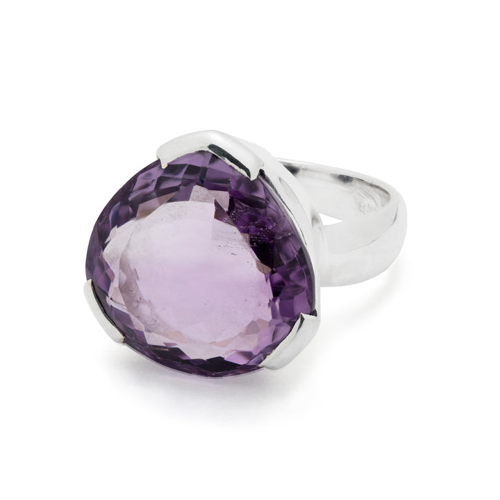 Faceted Amethyst Teardrop Ring