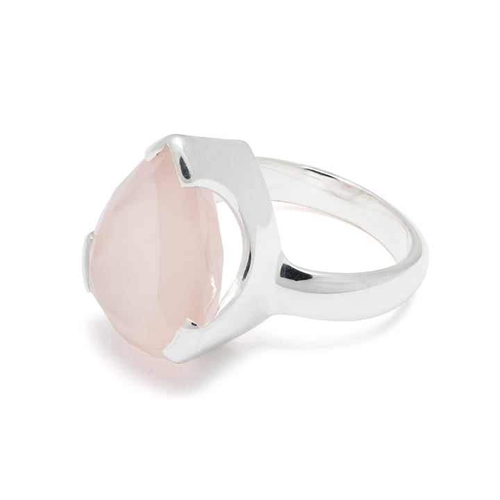 Rose Quartz Faceted Teardrop Ring