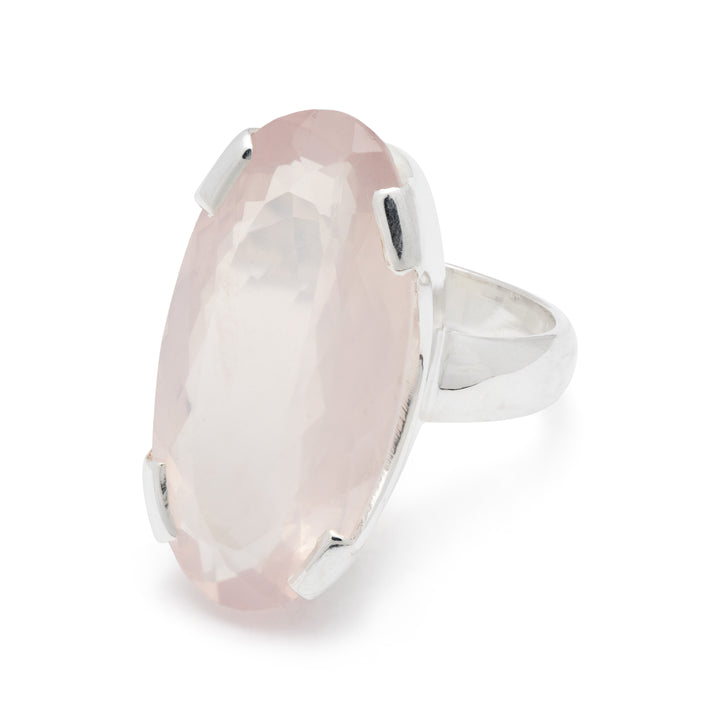 Rose Quartz Faceted Oval Ring