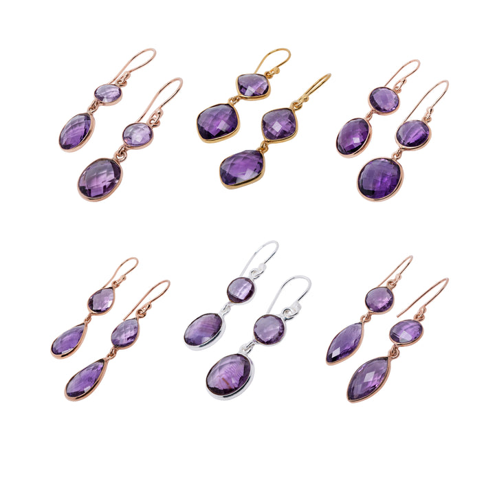 Amethyst Faceted Dangly Earrings