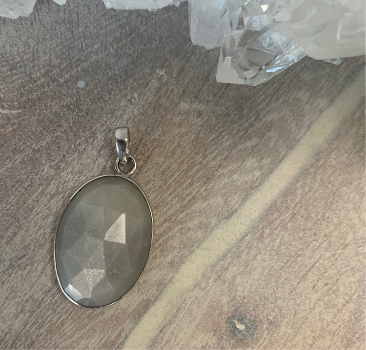 Moonstone Oval Faceted Pendant