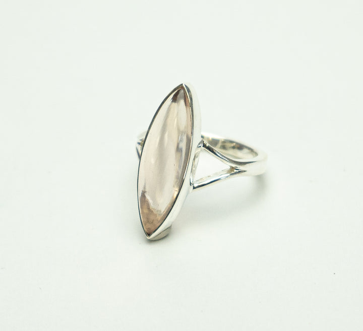 Rose Quartz Polished Marquise Ring