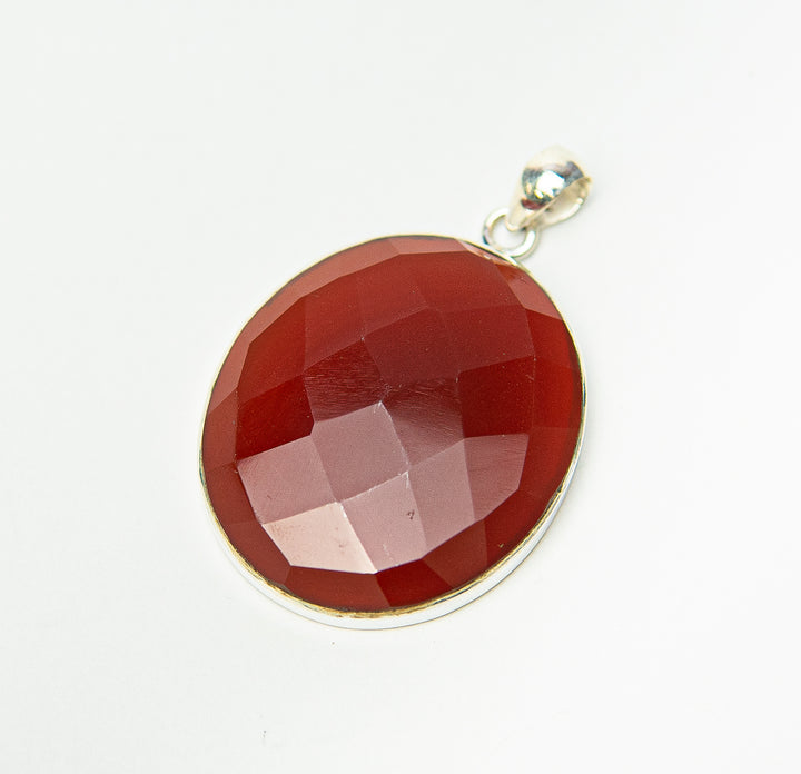 Carnelian Faceted Oval Pendant