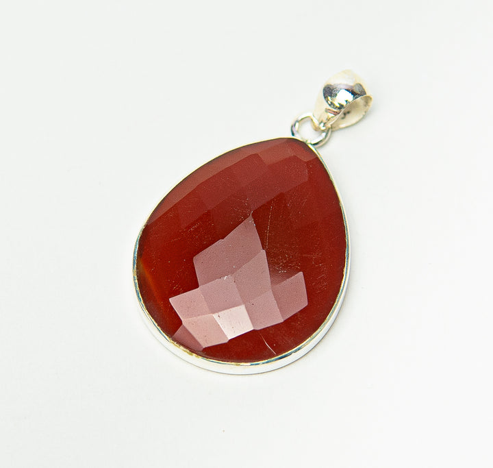 Carnelian Faceted Teardrop Pendant