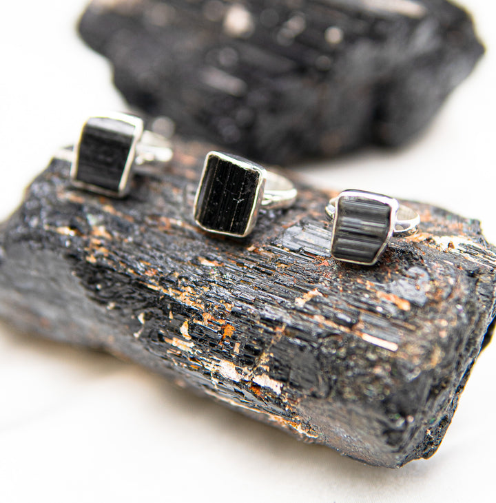 Black Tourmaline Rectangle Ring
