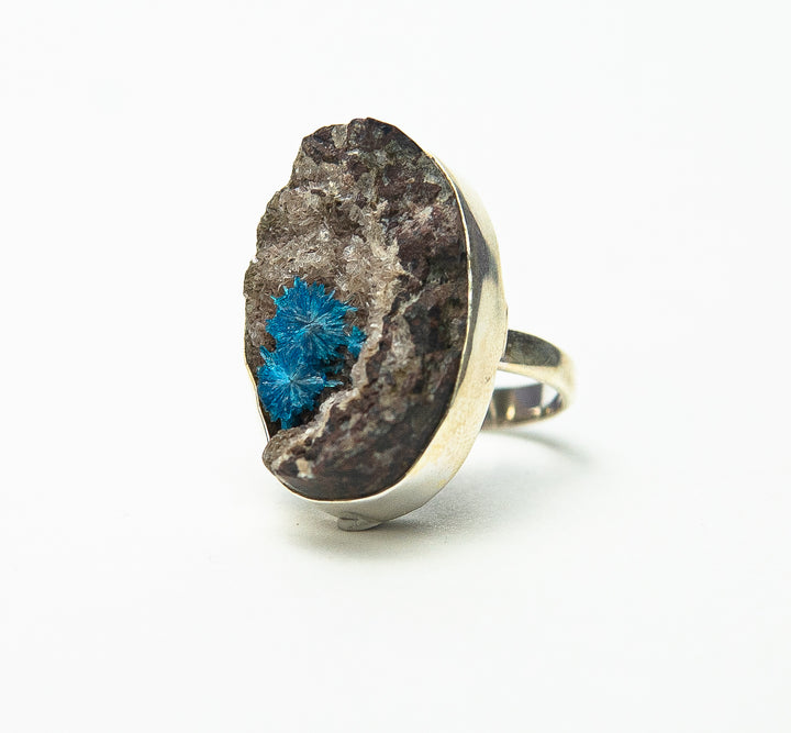 Cavansite Faceted Oval Ring