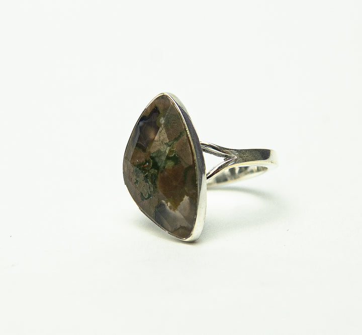 Rhyolite Faceted Oblong Ring